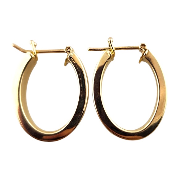 14 Karat Yellow Gold Oval Hoop Earrings #18502 - Picture 1 of 8